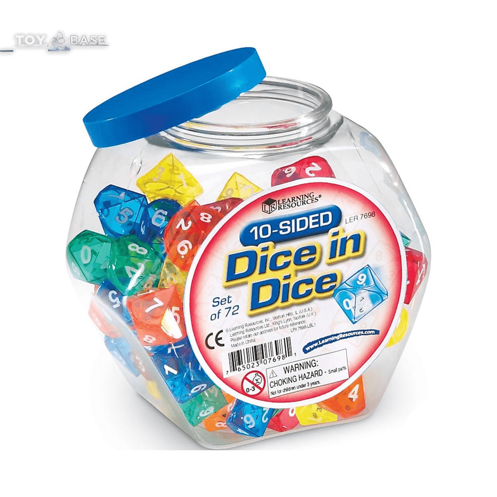 10-Sided Dice in Dice, Math Manipulatives, Educational Toys, Classroom Supplies, Set of 72, Ages 6, 7, 8+ - The Toy Base