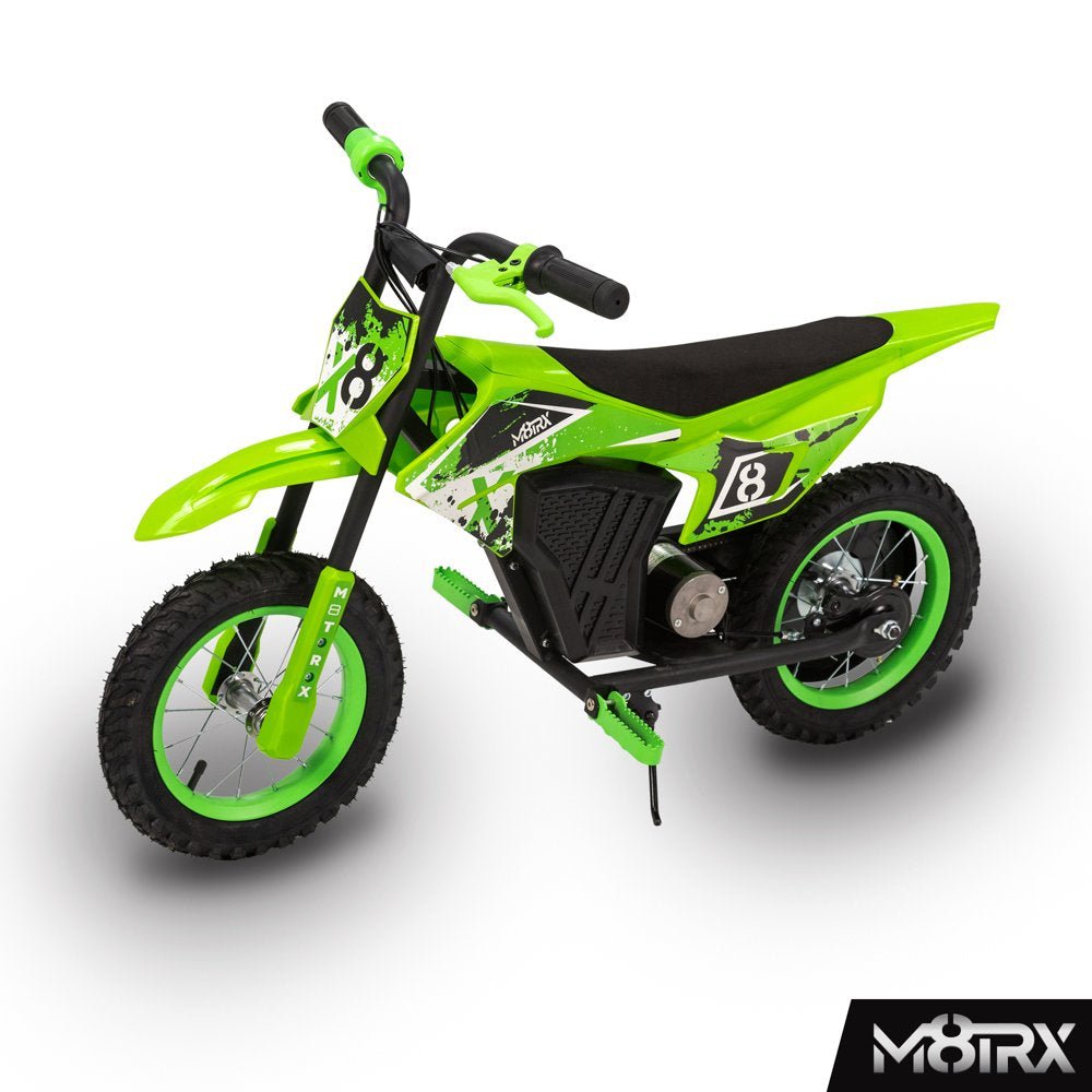 12V Mini Electric Child Dirt Bike, Battery Powered Toy Motorcycle, Kids Ride On, Ages 5 Years and Up, Green - The Toy Base