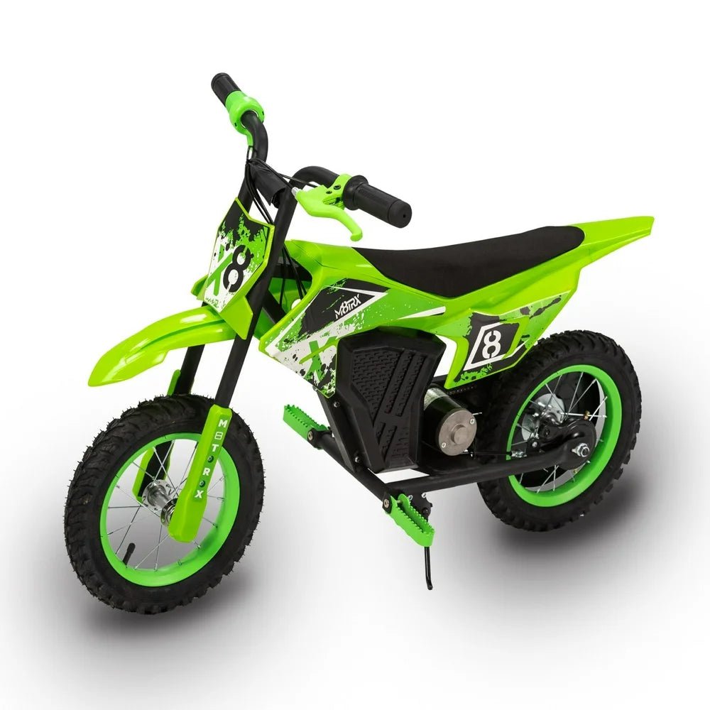 12V Mini Electric Child Dirt Bike, Battery Powered Toy Motorcycle, Kids Ride On, Ages 5 Years and Up, Green - The Toy Base