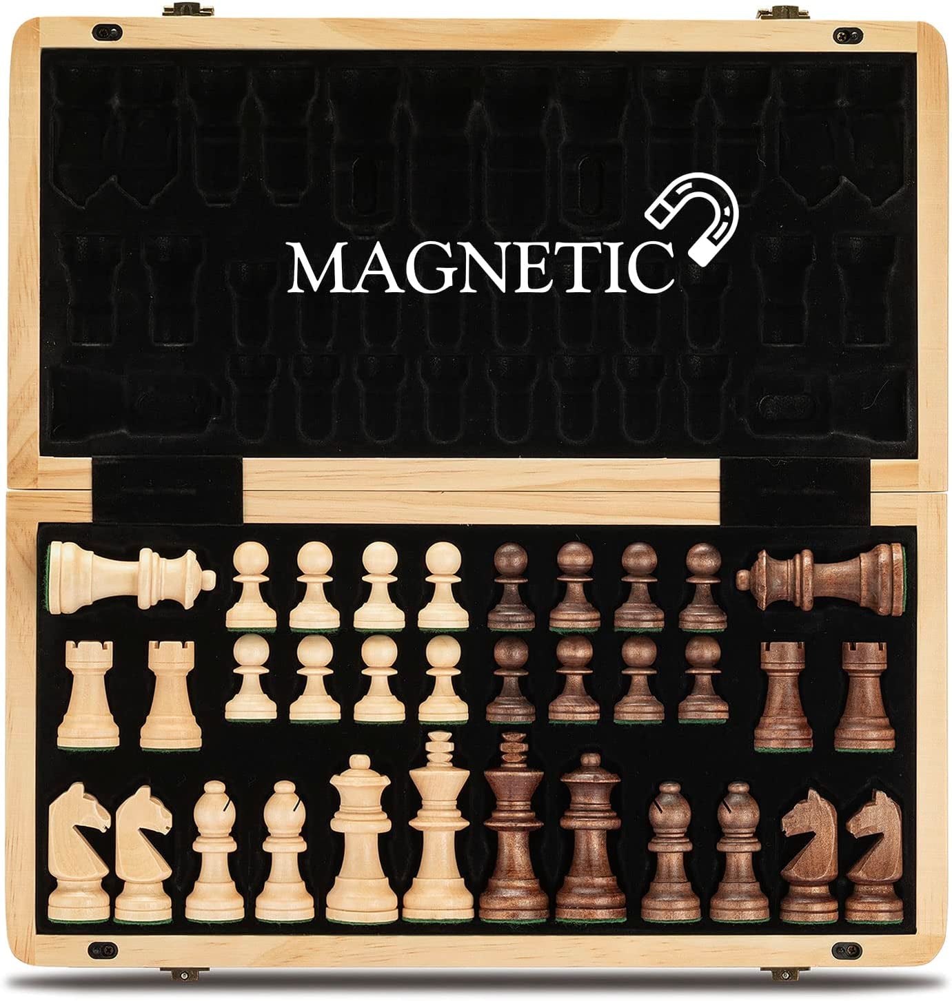 15" Magnetic Wooden Chess Set/Folding Board - The Toy Base