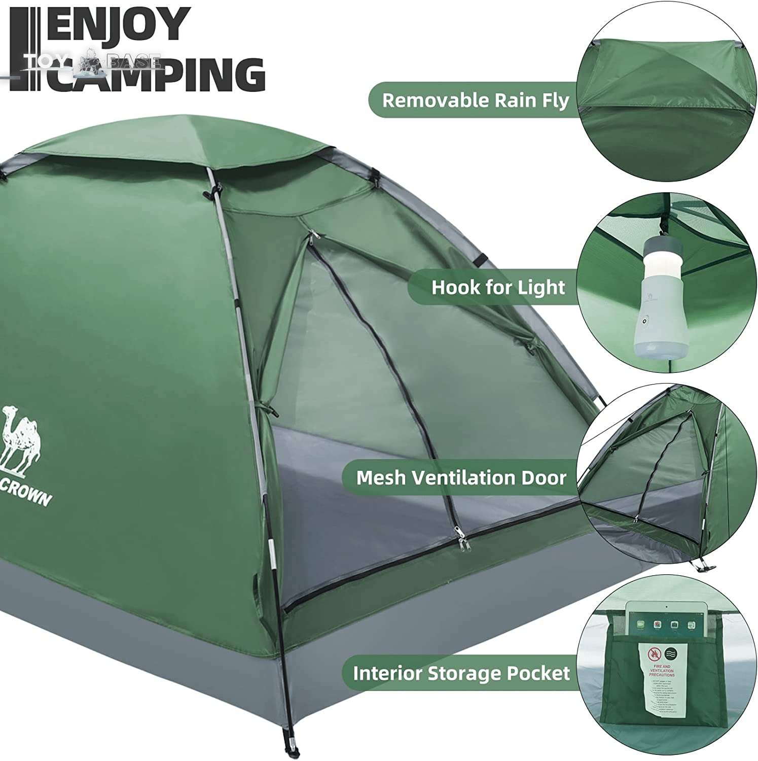 2/3/4 Person Camping Tent with Removable Rain Fly, Easy Setup Outdoor Tents Water Resistant Lightweight Portable for Family Backpacking Camping Hiking Traveling - The Toy Base