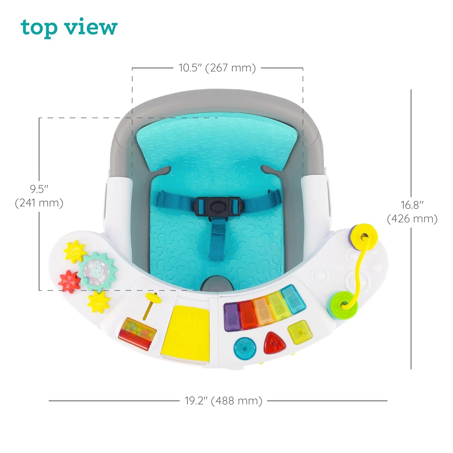 3-In-1 Discovery Seat and Booster - Convertible, Infant Activity and Feeding Seat with Electronic Piano for Sensory Exploration, for Babies and Toddlers, Teal - The Toy Base