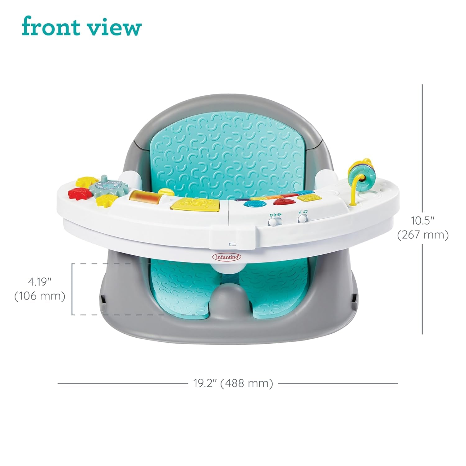 3-In-1 Discovery Seat and Booster - Convertible, Infant Activity and Feeding Seat with Electronic Piano for Sensory Exploration, for Babies and Toddlers, Teal - The Toy Base