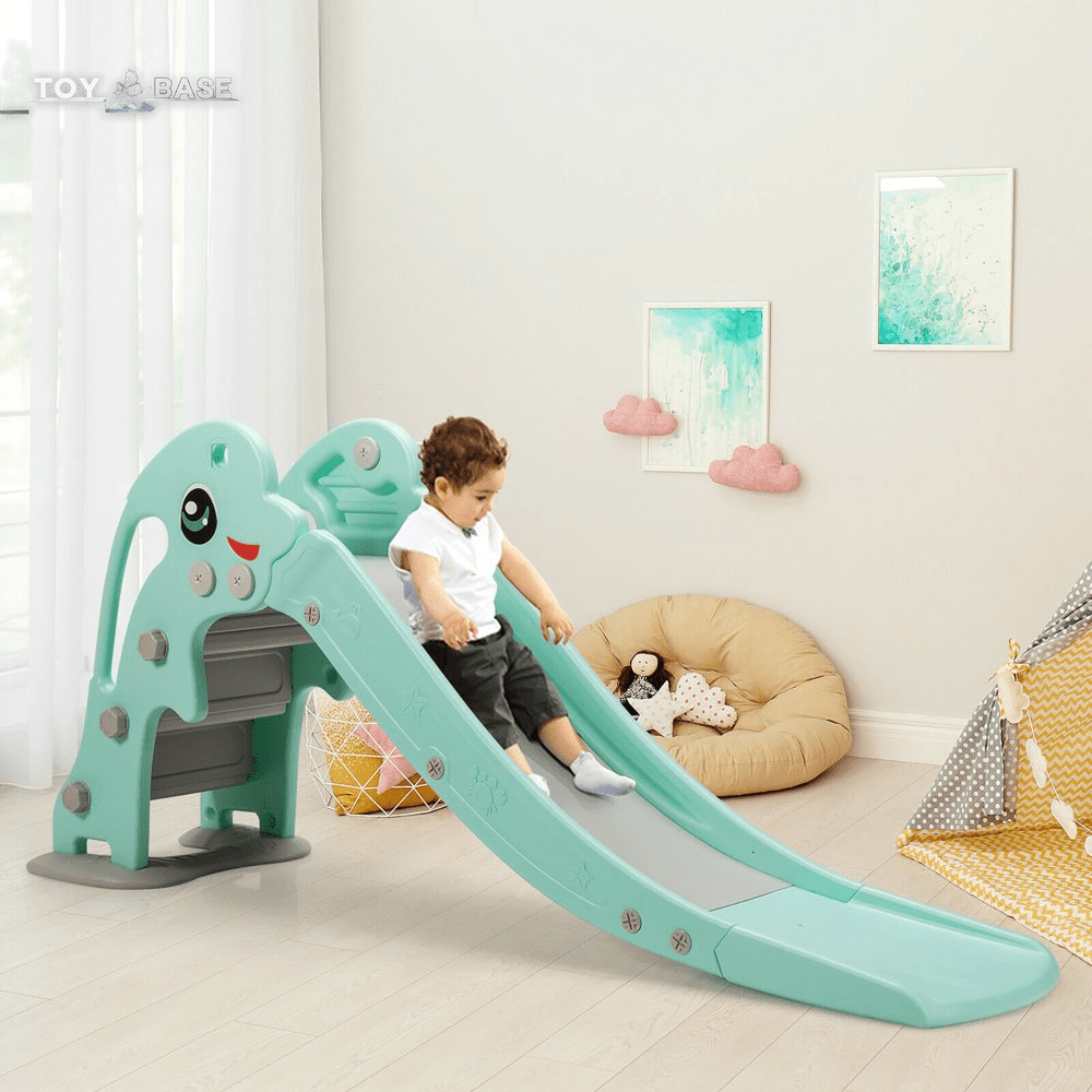 3-In-1 Kids Climber Slide Play Set W/Basketball Hoop Indoor & Outdoor Green - The Toy Base