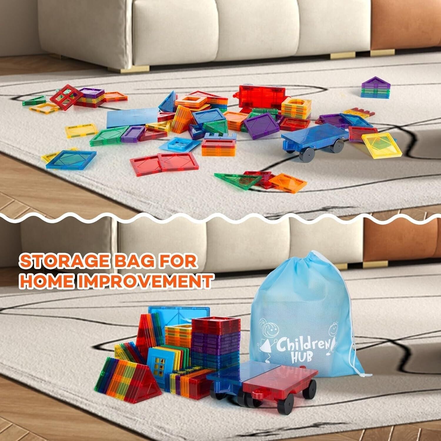 3D Set Magnet Tiles (Clear Colors Magnetic Building Blocks) - The Toy Base