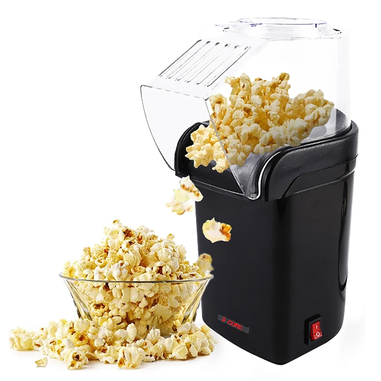 5-Core Hot Air Popcorn Machine, 16 Cup, Electric Oil-Free Pop Corn Kernel Popper Bpa-Free Food Safe Black - The Toy Base