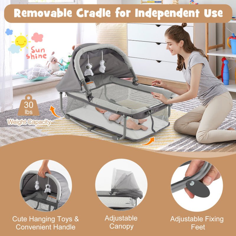 5-In-1 Portable Baby Playard with Cradle and Storage Basket - The Toy Base