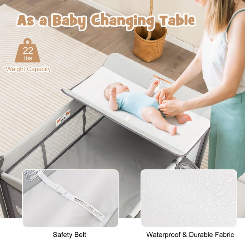 5-In-1 Portable Baby Playard with Cradle and Storage Basket - The Toy Base