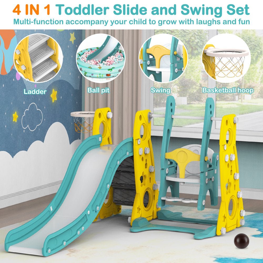 6 in 1 Toddler Slide and Swing Set - The Toy Base