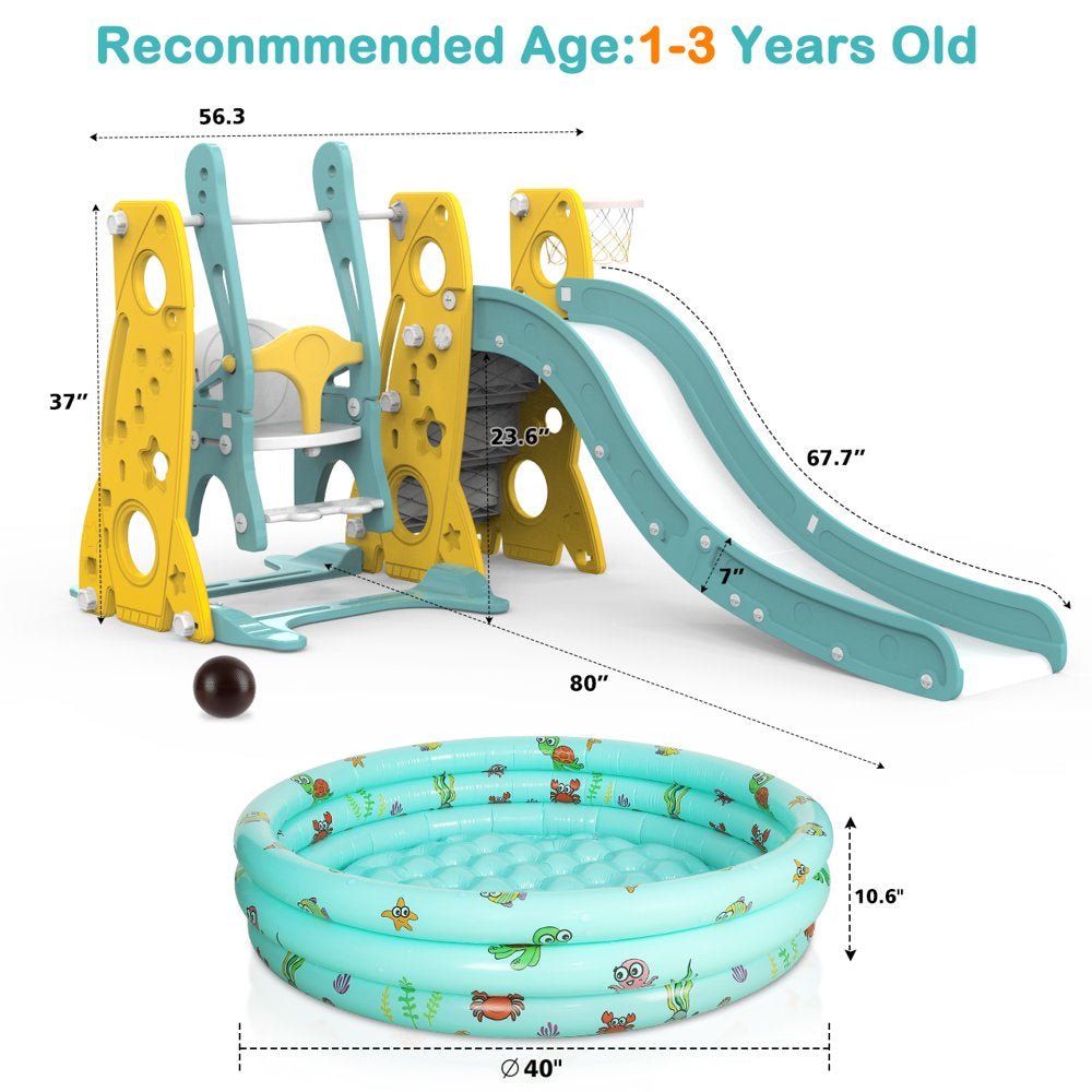 6 in 1 Toddler Slide and Swing Set - The Toy Base