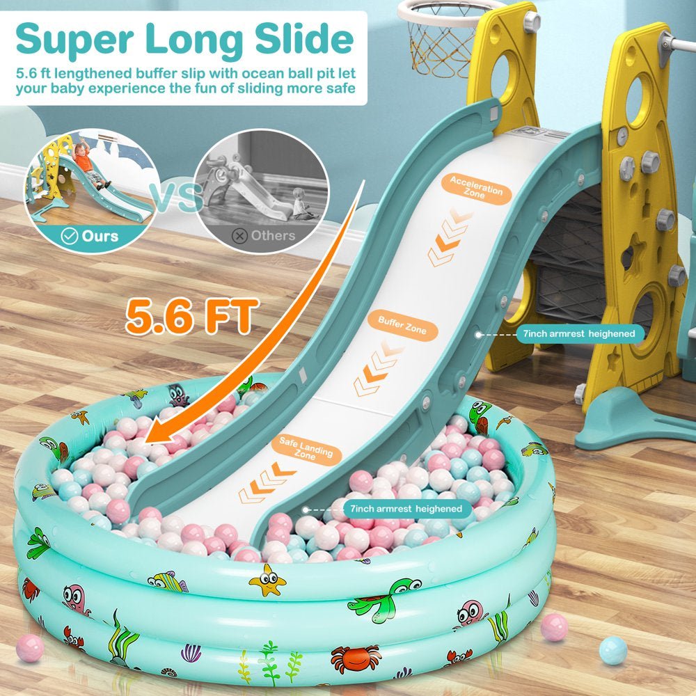 6 in 1 Toddler Slide and Swing Set - The Toy Base