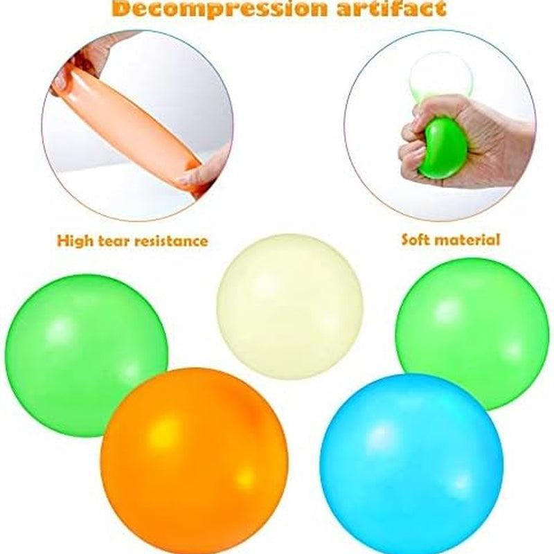 8 Pieces Glow in the Dark Stress Balls Ceiling Balls Sticky Balls That Stick to the Ceiling Glowing Balls for Relax Toy Teens and Adults (White, Blue, Orange, Green, 1.8 Inches) - I Love 💕