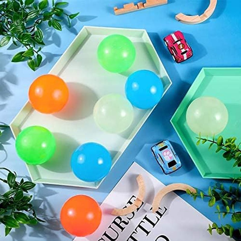 8 Pieces Glow in the Dark Stress Balls Ceiling Balls Sticky Balls That Stick to the Ceiling Glowing Balls for Relax Toy Teens and Adults (White, Blue, Orange, Green, 1.8 Inches) - I Love 💕