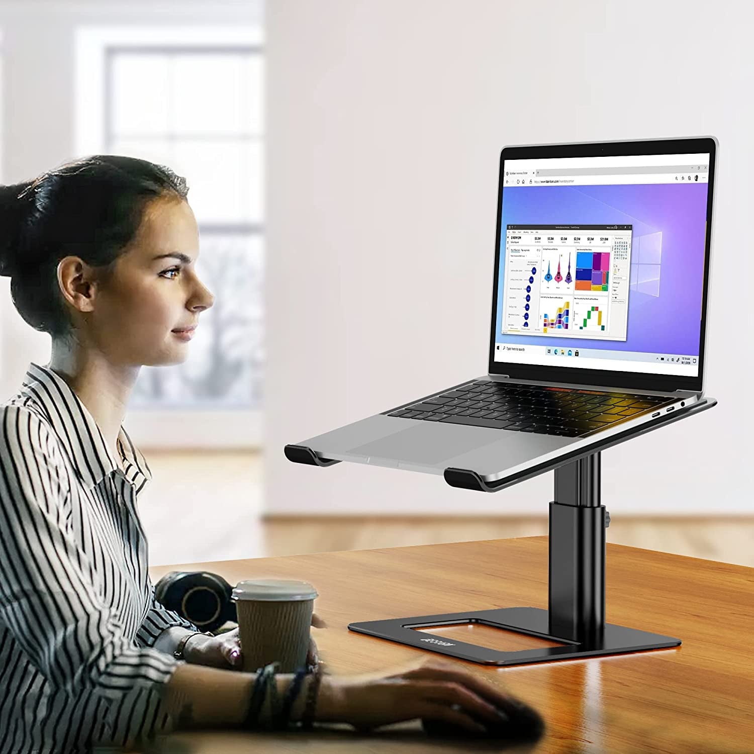 Aluminum Laptop Stand, Ergonomic Adjustable Notebook Stand, Riser Holder Computer Stand Compatible with Air, Pro, Dell, HP, Lenovo More 10-15.6" Laptops (Black) - The Toy Base