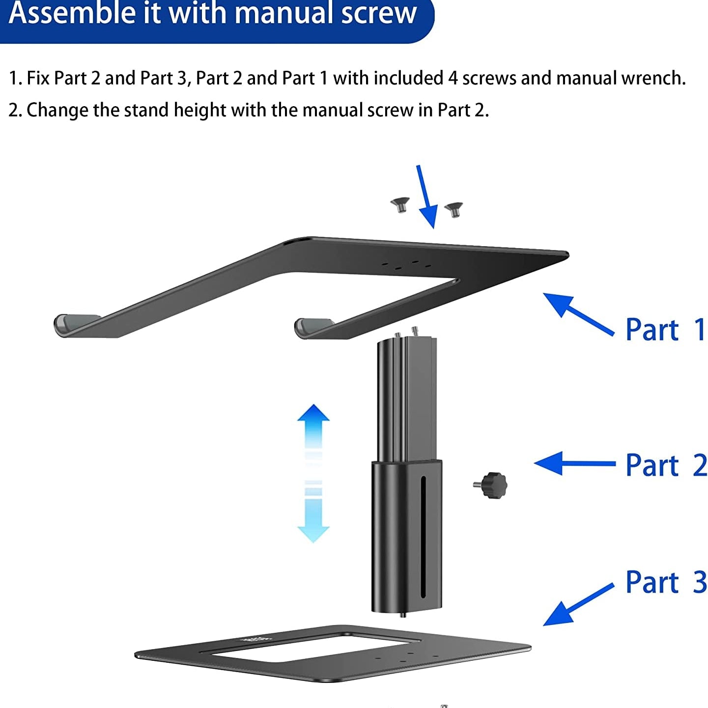 Aluminum Laptop Stand, Ergonomic Adjustable Notebook Stand, Riser Holder Computer Stand Compatible with Air, Pro, Dell, HP, Lenovo More 10-15.6" Laptops (Black) - The Toy Base