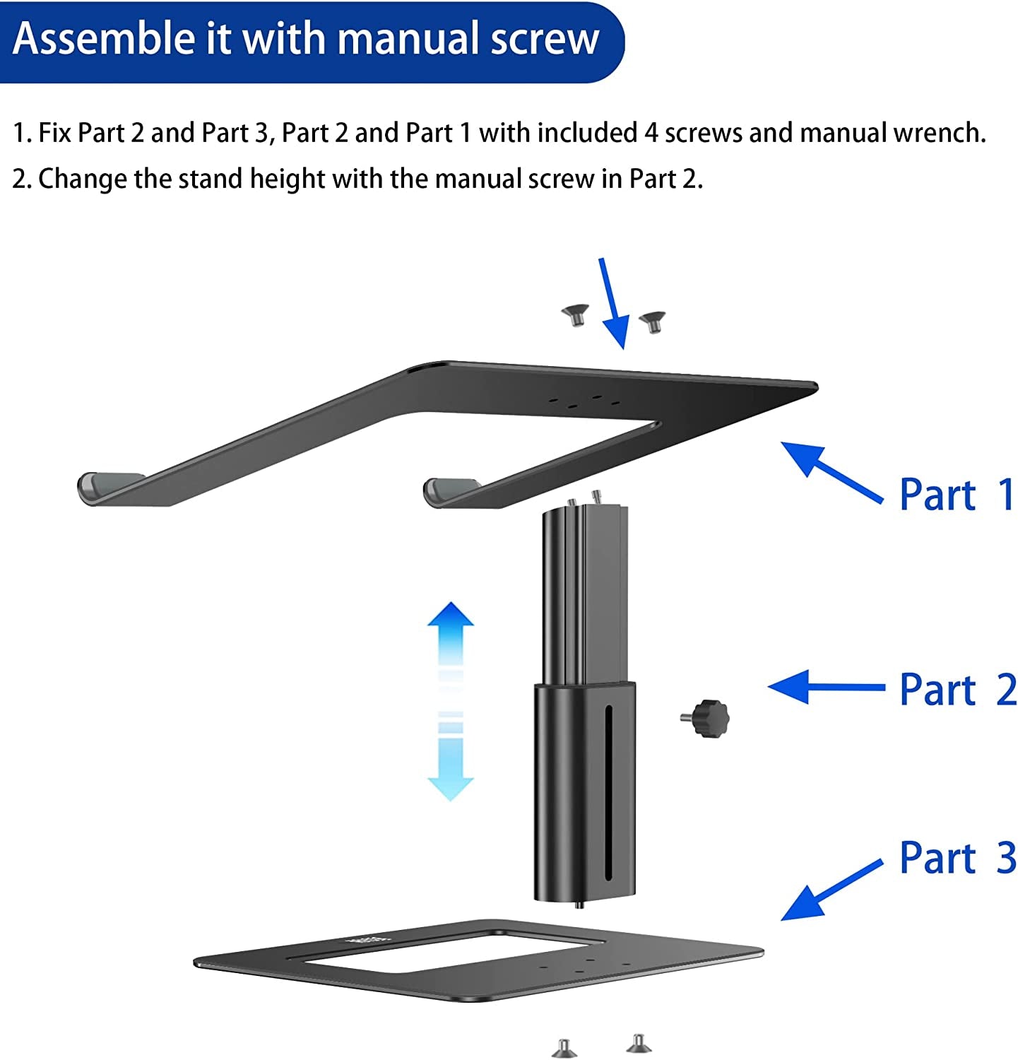 Aluminum Laptop Stand, Ergonomic Adjustable Notebook Stand, Riser Holder Computer Stand Compatible with Air, Pro, Dell, HP, Lenovo More 10-15.6" Laptops (Black) - The Toy Base