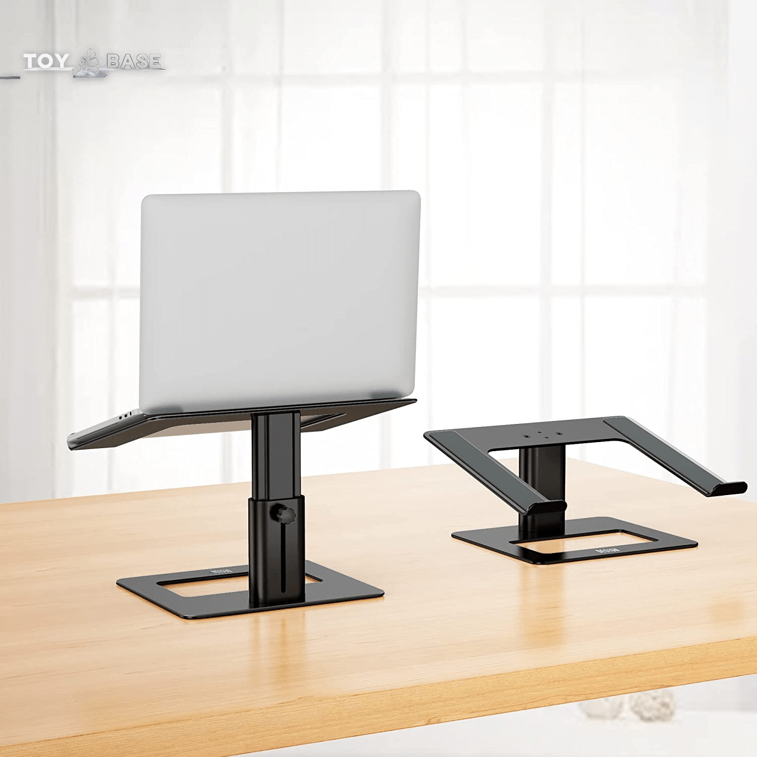 Aluminum Laptop Stand, Ergonomic Adjustable Notebook Stand, Riser Holder Computer Stand Compatible with Air, Pro, Dell, HP, Lenovo More 10-15.6" Laptops (Black) - The Toy Base