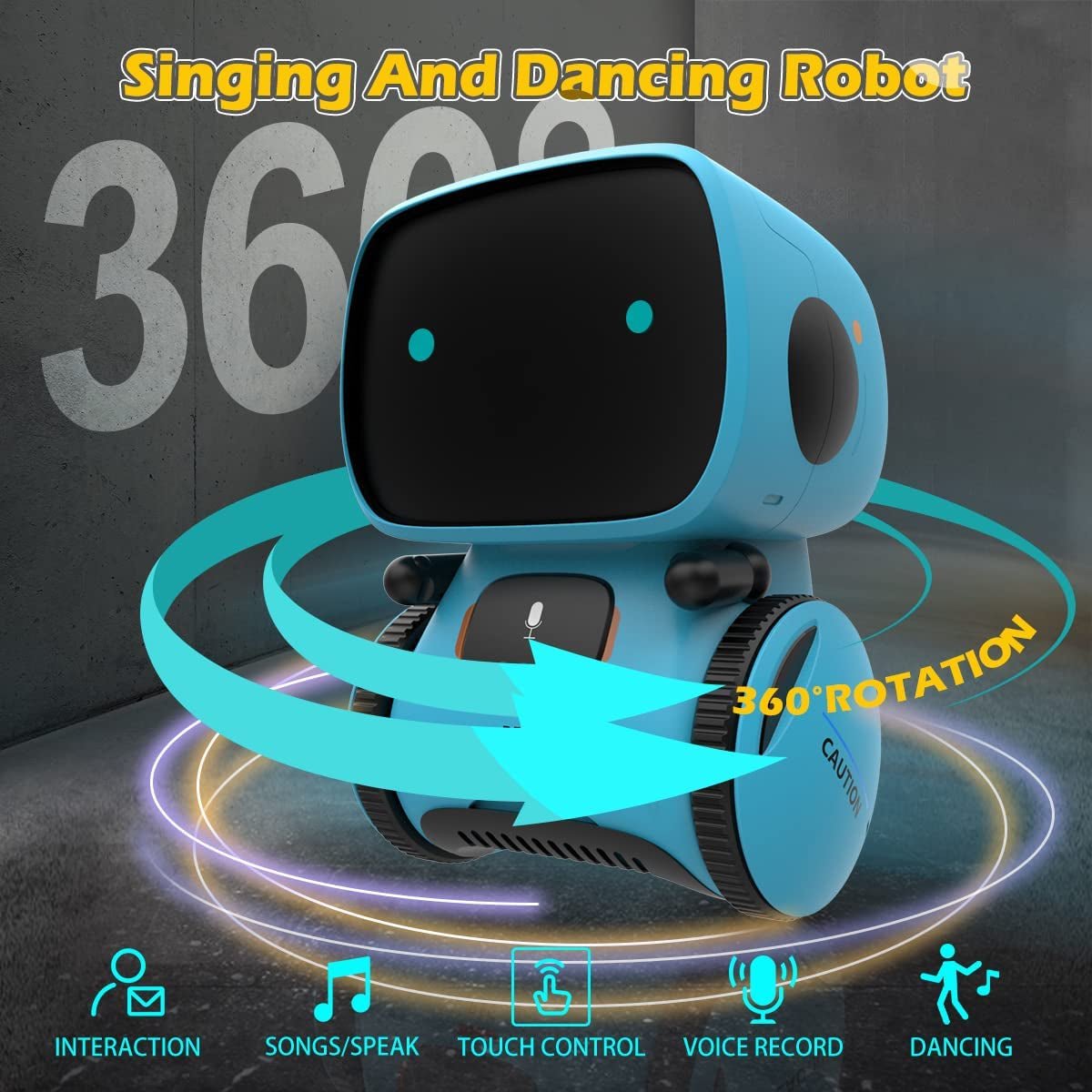 AT - Robot for Kids, Interactive Smart Robotic with Touch Sensor, Voice Control, Speech Recognition, Singing, Dancing, Repeating and Recording - I Love 💕