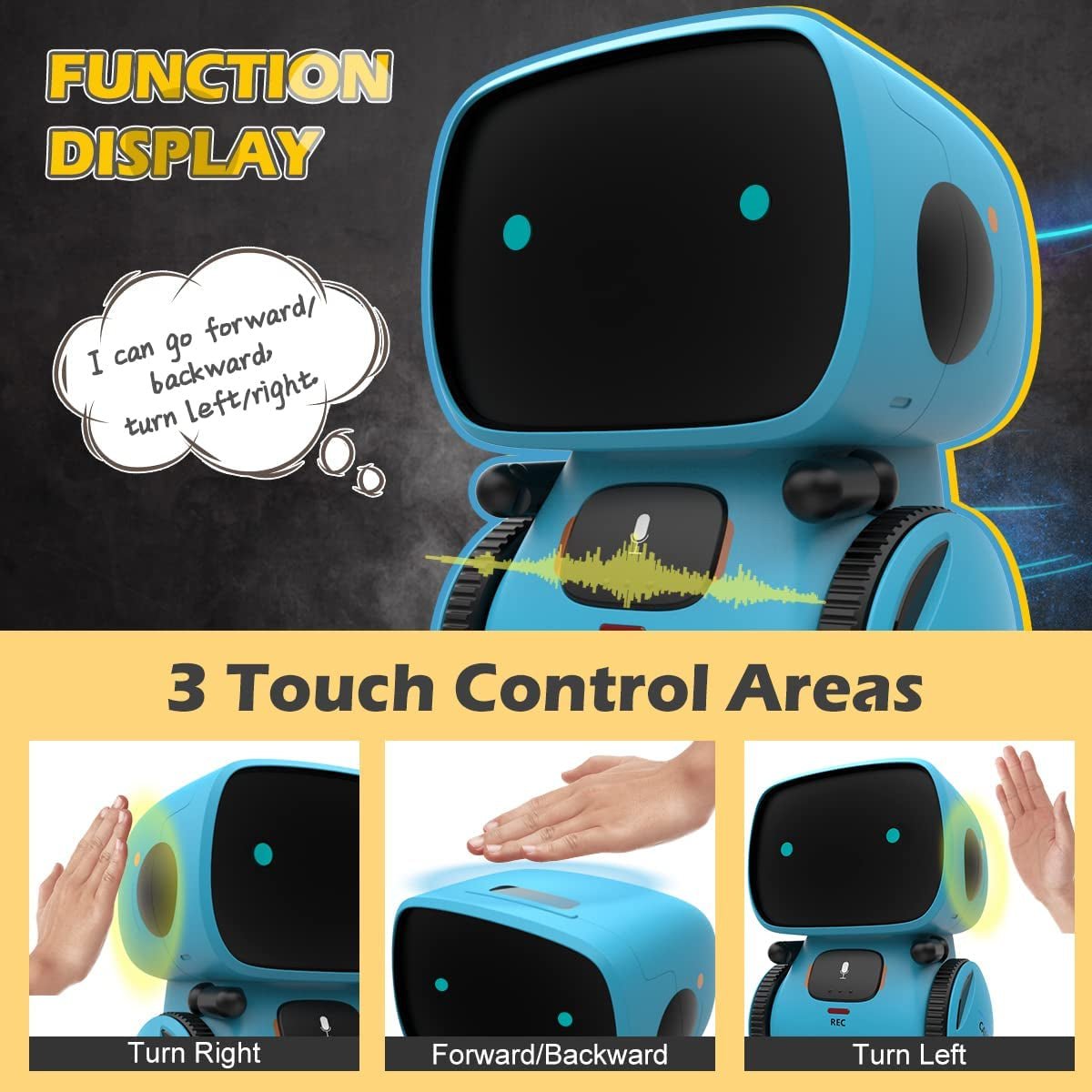 AT - Robot for Kids, Interactive Smart Robotic with Touch Sensor, Voice Control, Speech Recognition, Singing, Dancing, Repeating and Recording - I Love 💕