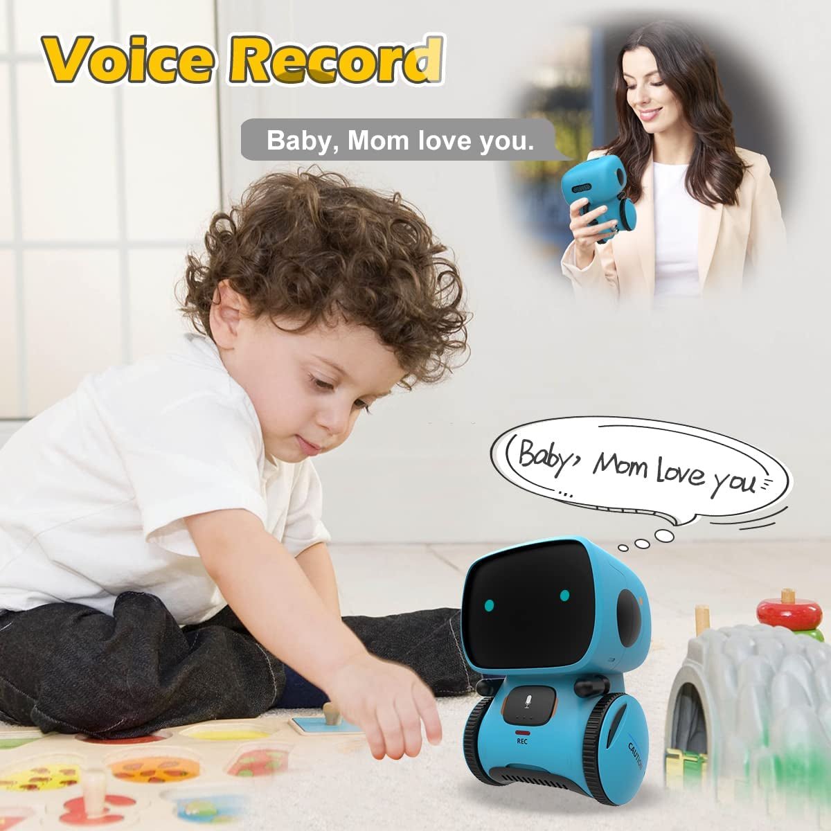 AT - Robot for Kids, Interactive Smart Robotic with Touch Sensor, Voice Control, Speech Recognition, Singing, Dancing, Repeating and Recording - I Love 💕