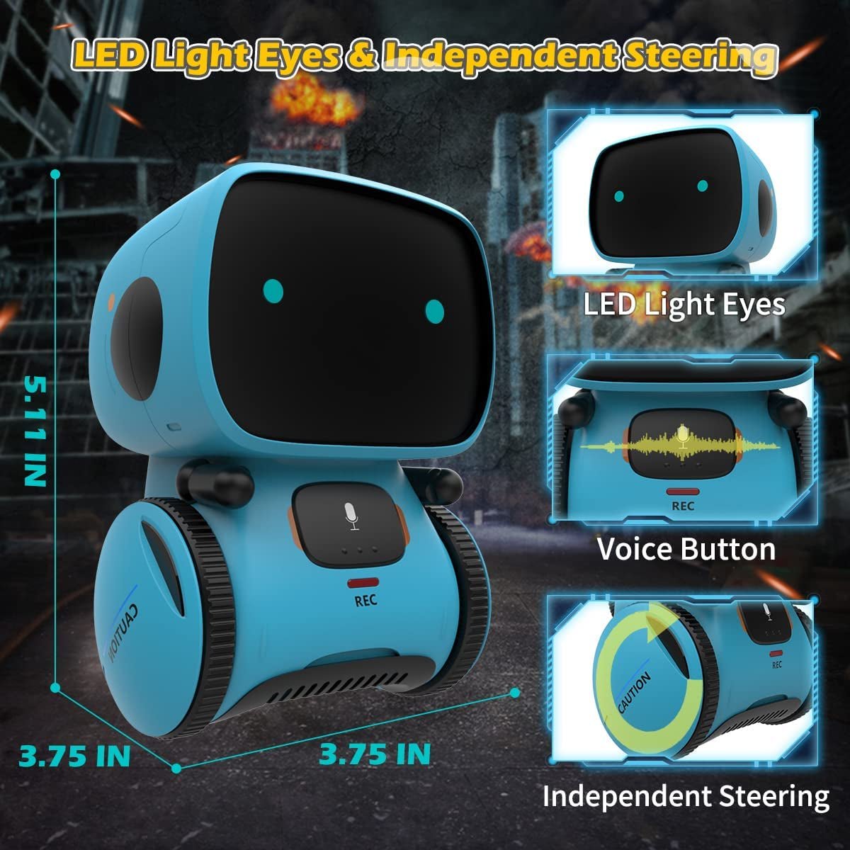 AT - Robot for Kids, Interactive Smart Robotic with Touch Sensor, Voice Control, Speech Recognition, Singing, Dancing, Repeating and Recording - I Love 💕