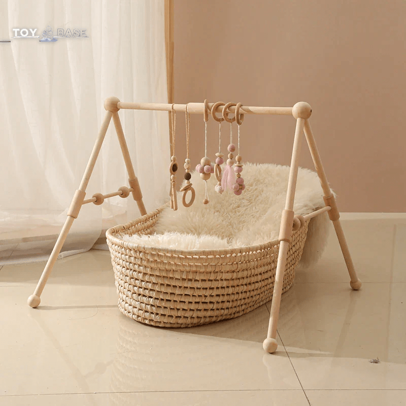 Baby Activity Wooden Fitness Frames Play Gym Mobile Baby Room Decoration Newborn Baby Accessories Rattle Toy - I Love 💕