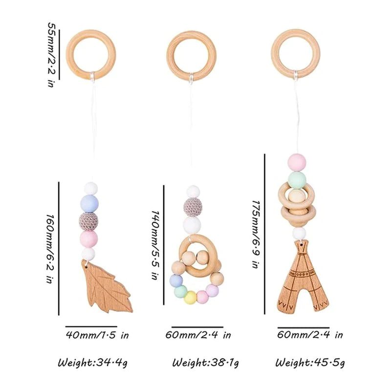 Baby Activity Wooden Fitness Frames Play Gym Mobile Baby Room Decoration Newborn Baby Accessories Rattle Toy - I Love 💕