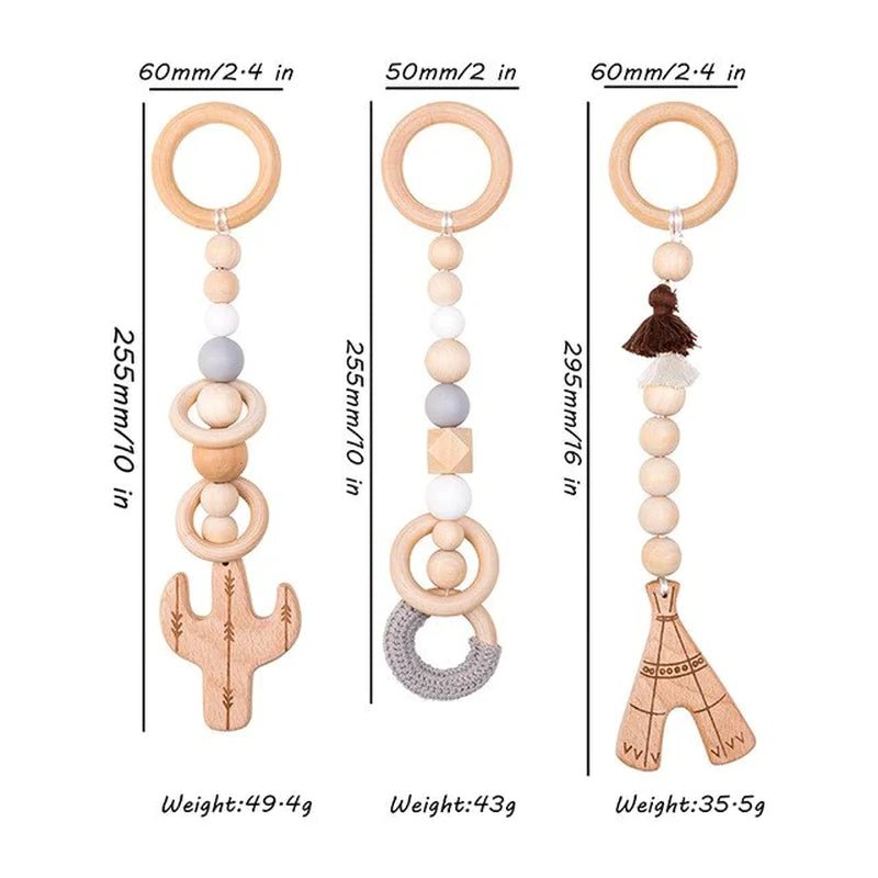 Baby Activity Wooden Fitness Frames Play Gym Mobile Baby Room Decoration Newborn Baby Accessories Rattle Toy - I Love 💕