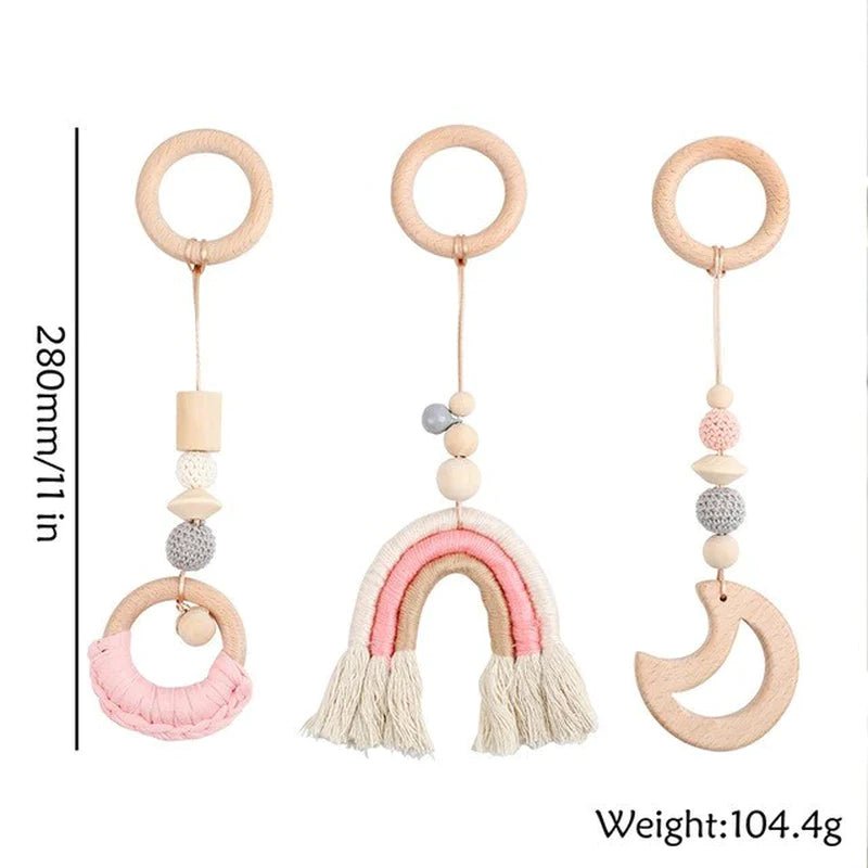 Baby Activity Wooden Fitness Frames Play Gym Mobile Baby Room Decoration Newborn Baby Accessories Rattle Toy - I Love 💕