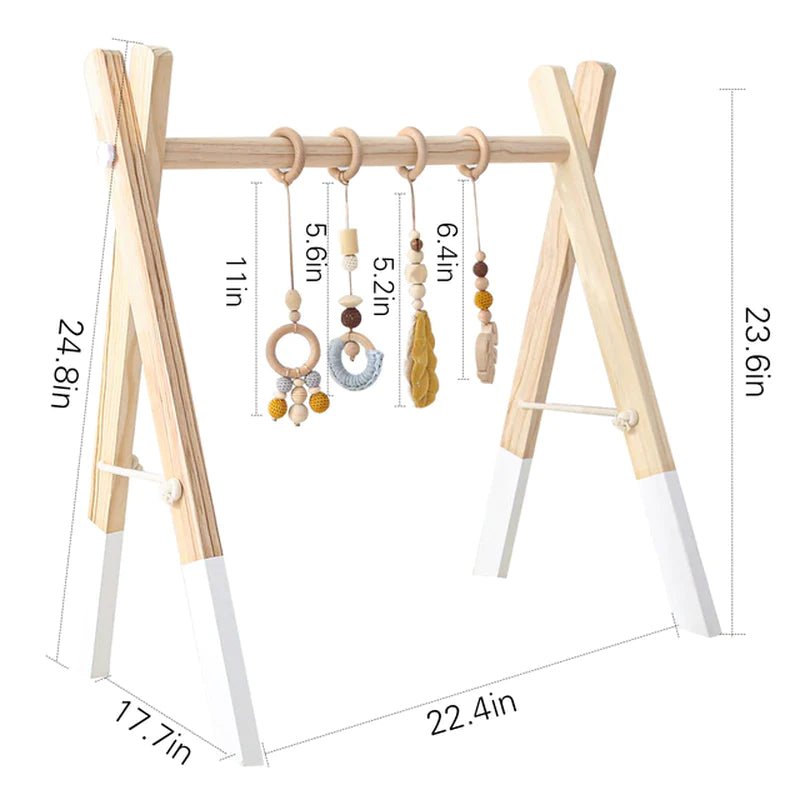 Baby Activity Wooden Fitness Frames Play Gym Mobile Baby Room Decoration Newborn Baby Accessories Rattle Toy - I Love 💕