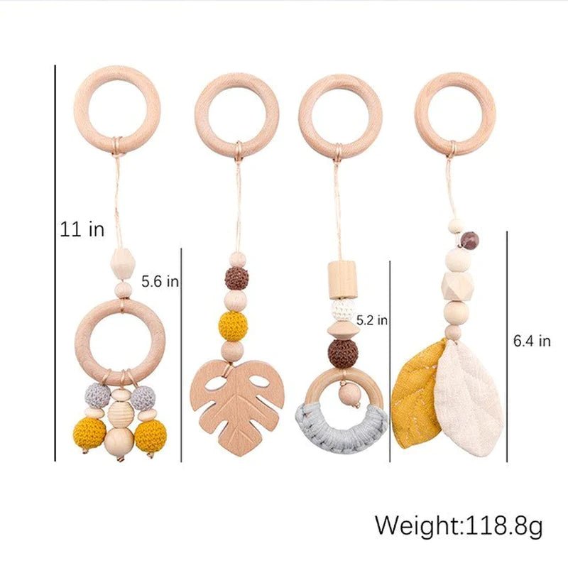 Baby Activity Wooden Fitness Frames Play Gym Mobile Baby Room Decoration Newborn Baby Accessories Rattle Toy - I Love 💕