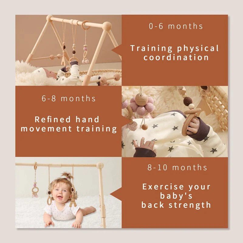 Baby Activity Wooden Fitness Frames Play Gym Mobile Baby Room Decoration Newborn Baby Accessories Rattle Toy - I Love 💕