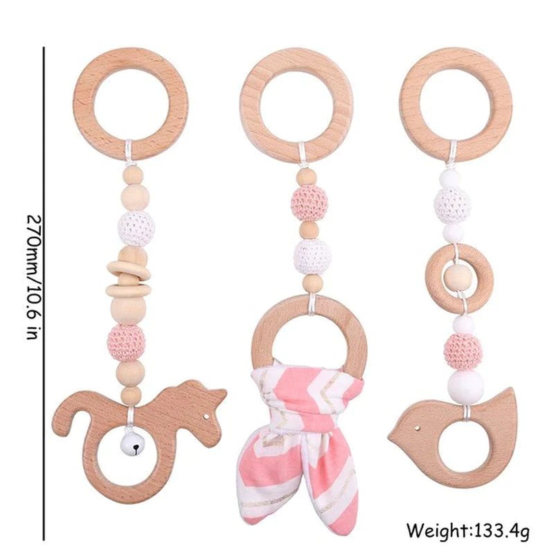 Baby Activity Wooden Fitness Frames Play Gym Mobile Baby Room Decoration Newborn Baby Accessories Rattle Toy - I Love 💕