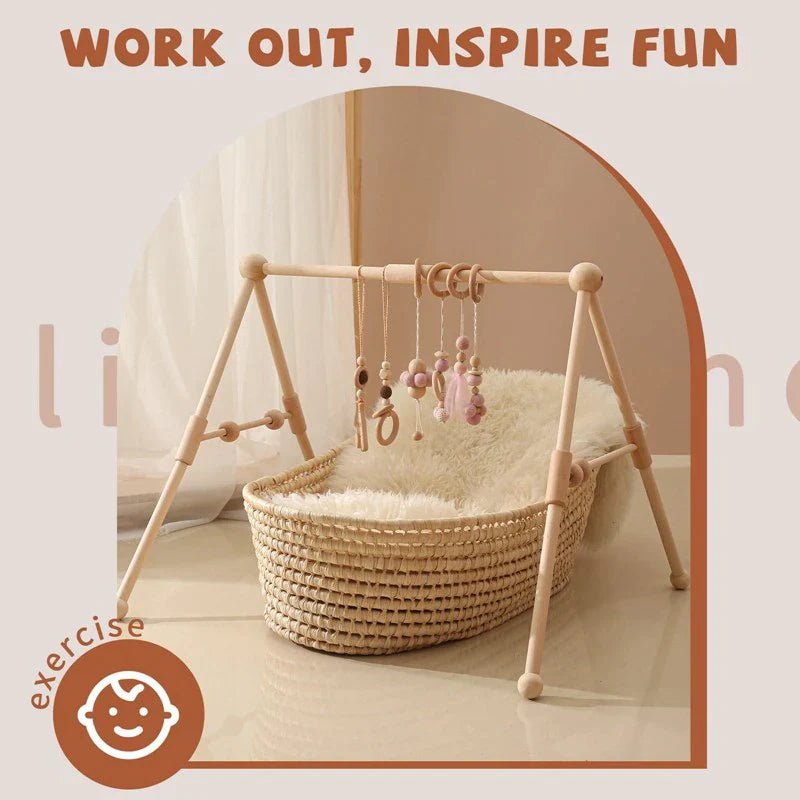 Baby Activity Wooden Fitness Frames Play Gym Mobile Baby Room Decoration Newborn Baby Accessories Rattle Toy - I Love 💕