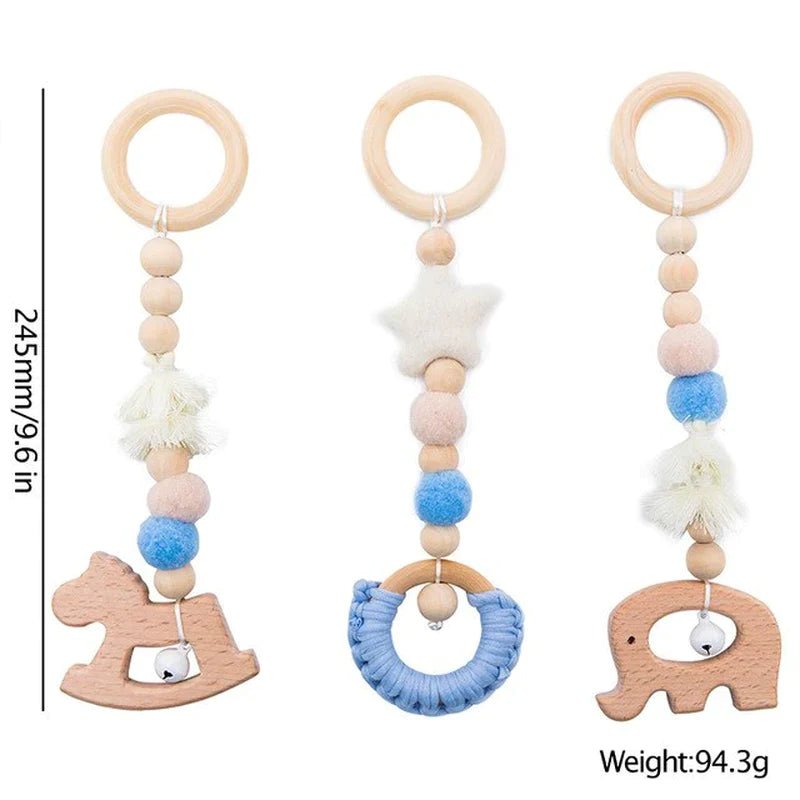 Baby Activity Wooden Fitness Frames Play Gym Mobile Baby Room Decoration Newborn Baby Accessories Rattle Toy - I Love 💕