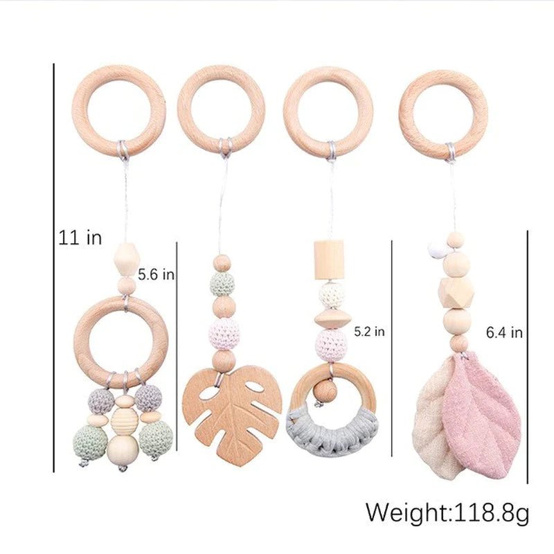 Baby Activity Wooden Fitness Frames Play Gym Mobile Baby Room Decoration Newborn Baby Accessories Rattle Toy - I Love 💕