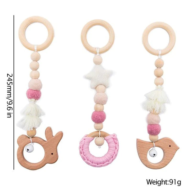 Baby Activity Wooden Fitness Frames Play Gym Mobile Baby Room Decoration Newborn Baby Accessories Rattle Toy - I Love 💕