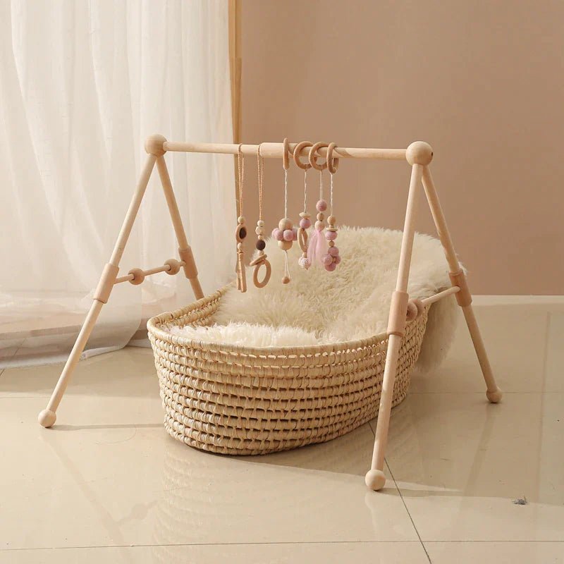 Baby Activity Wooden Fitness Frames Play Gym Mobile Baby Room Decoration Newborn Baby Accessories Rattle Toy - I Love 💕