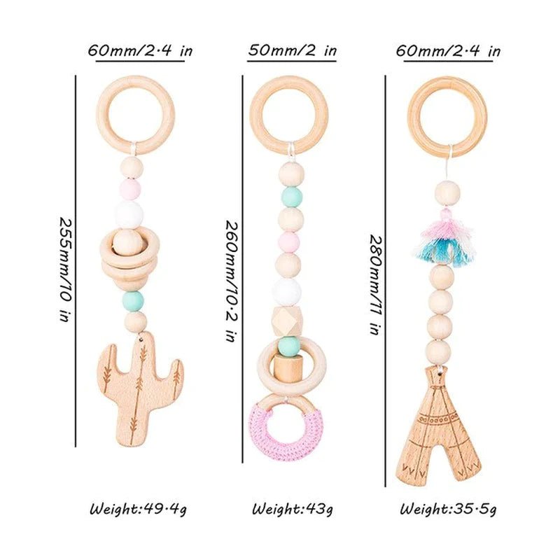 Baby Activity Wooden Fitness Frames Play Gym Mobile Baby Room Decoration Newborn Baby Accessories Rattle Toy - I Love 💕