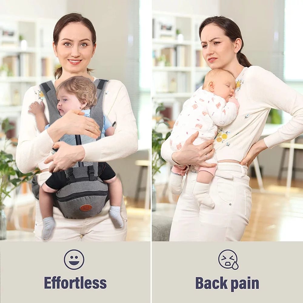 Baby Carrier - 6 - In - 1 Ergonomic Baby Carrier with Hip Seat Diaper Pocket Front and Back - Baby Sling with Waist Stool Lumbar Support for Breastfeeding Newborn to Toddler, up 50Lbs (Gray) - I Love 💕