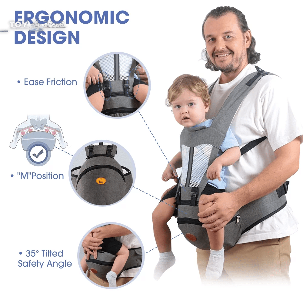 Baby Carrier - 6 - In - 1 Ergonomic Baby Carrier with Hip Seat Diaper Pocket Front and Back - Baby Sling with Waist Stool Lumbar Support for Breastfeeding Newborn to Toddler, up 50Lbs (Gray) - I Love 💕