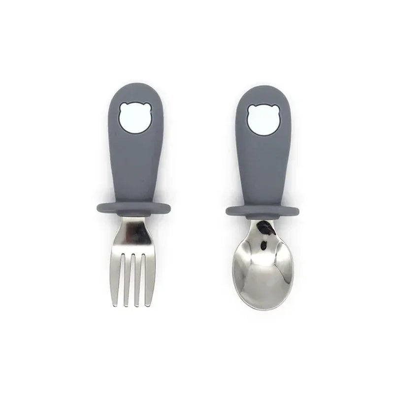 Baby Cartoon Tableware Set Children Utensil Stainless Steel Toddler Dinnerware Cutlery Cartoon Infant Food Feeding Spoon Fork - The Toy Base