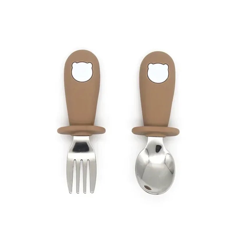 Baby Cartoon Tableware Set Children Utensil Stainless Steel Toddler Dinnerware Cutlery Cartoon Infant Food Feeding Spoon Fork - The Toy Base