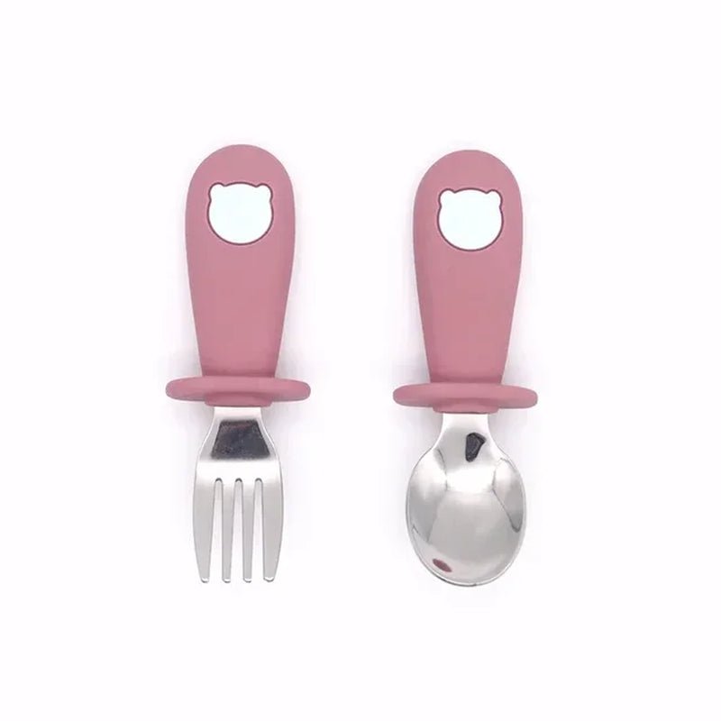 Baby Cartoon Tableware Set Children Utensil Stainless Steel Toddler Dinnerware Cutlery Cartoon Infant Food Feeding Spoon Fork - The Toy Base