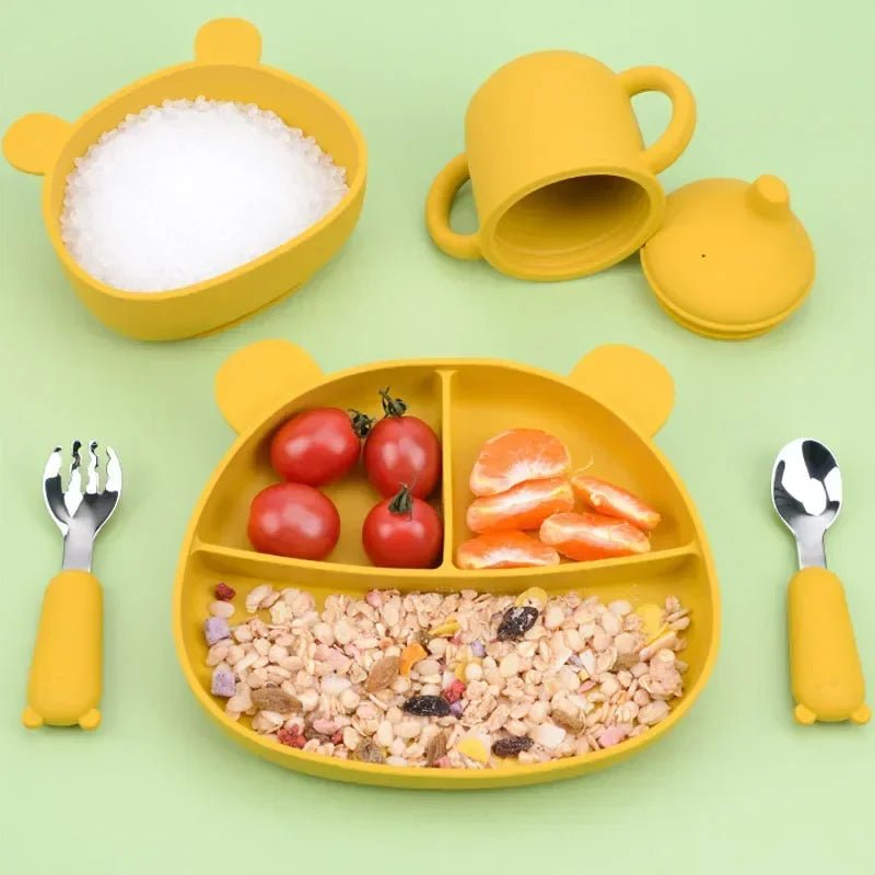 Baby Cartoon Tableware Set Children Utensil Stainless Steel Toddler Dinnerware Cutlery Cartoon Infant Food Feeding Spoon Fork - The Toy Base