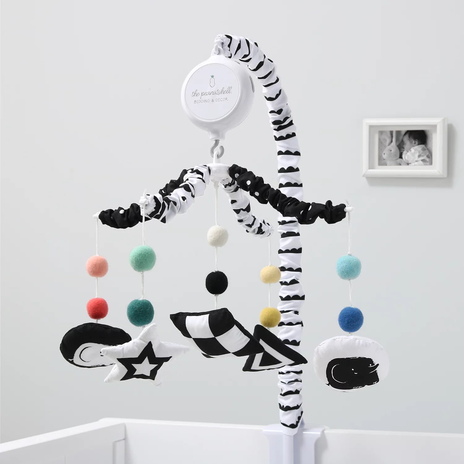 Baby Crib Mobile for Boys or Girls, Montessori, Black and White, Musical - I Love 💕