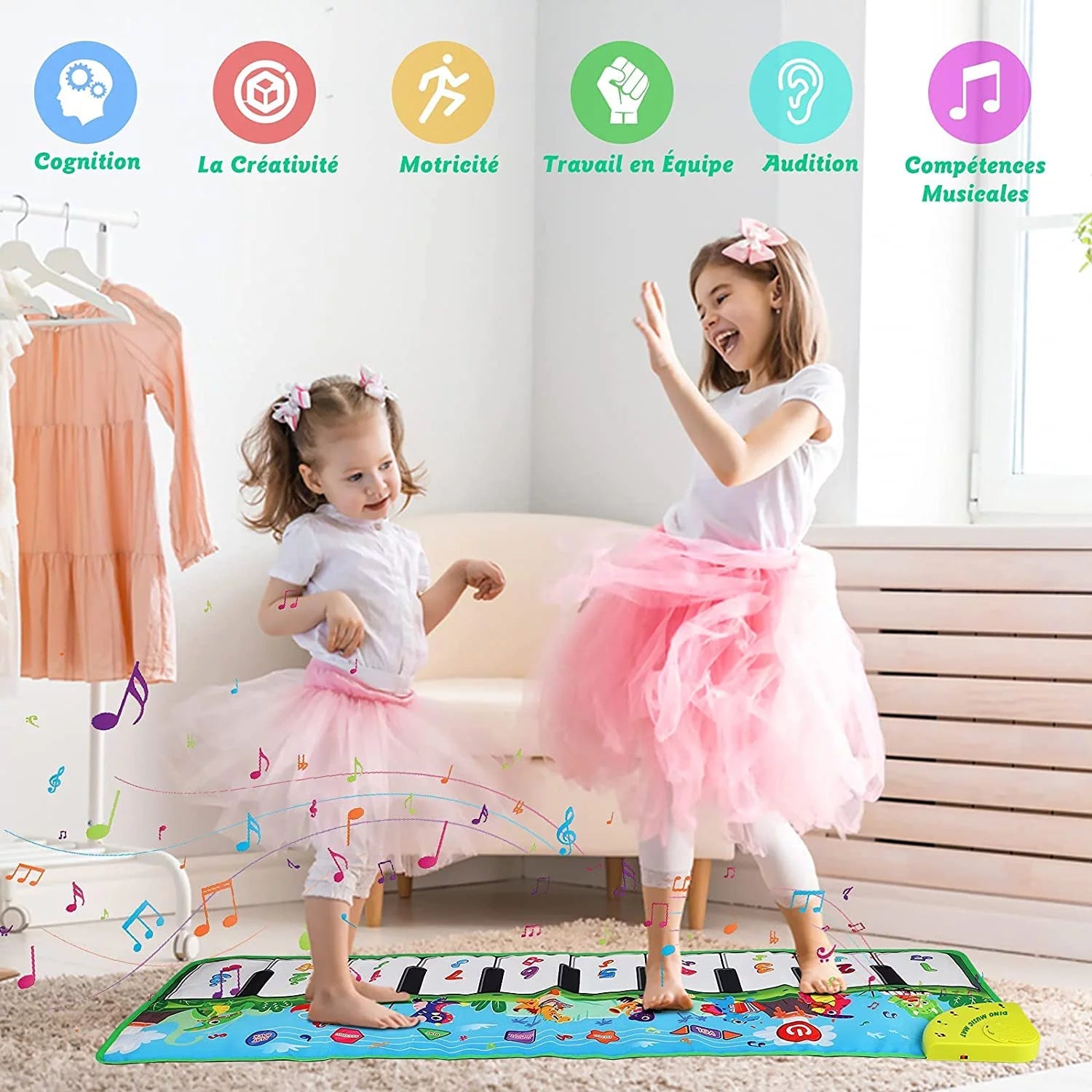 Baby Piano Mat, Dinosaur Musical Piano Mat for Kids 1 - 5 Years Old Toddler, Floor Keyboard Music Dance Touch Playmat Toy Adjustable Volume/ Record/ Playback - I Love 💕