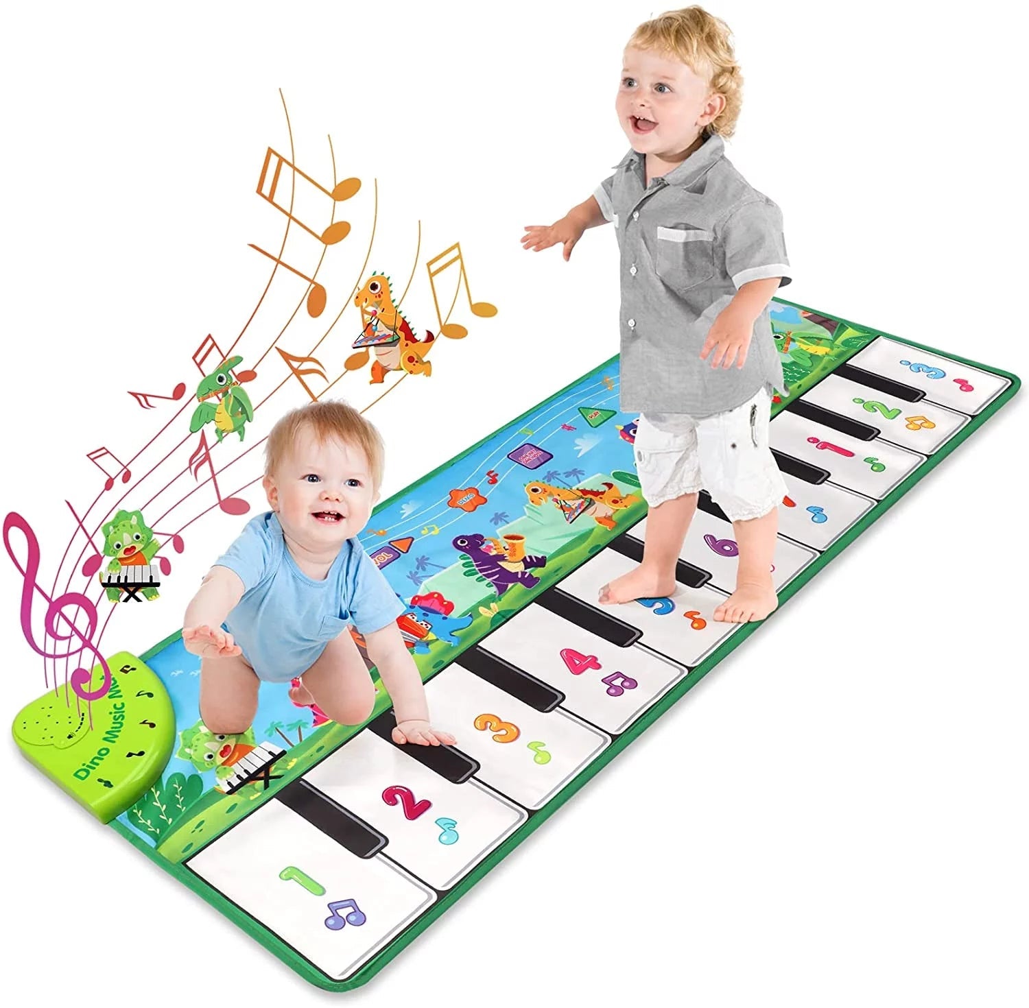 Baby Piano Mat, Dinosaur Musical Piano Mat for Kids 1 - 5 Years Old Toddler, Floor Keyboard Music Dance Touch Playmat Toy Adjustable Volume/ Record/ Playback - I Love 💕