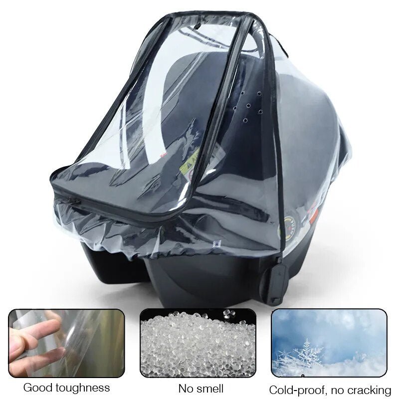 Baby Safety Seat Rain Cover Transparent EVA Baby Out Stroller Baby Carriage Rain Cover Dust Cover Rain Cover - I Love 💕