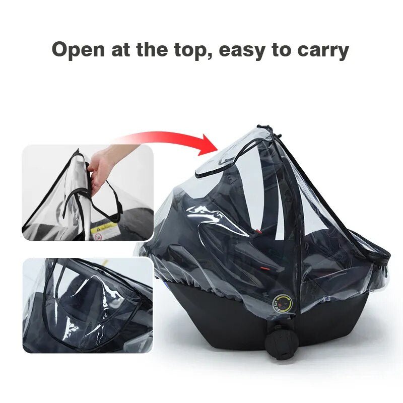 Baby Safety Seat Rain Cover Transparent EVA Baby Out Stroller Baby Carriage Rain Cover Dust Cover Rain Cover - I Love 💕